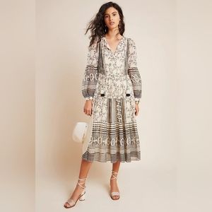 Anthropologie Black and White Midi Dress